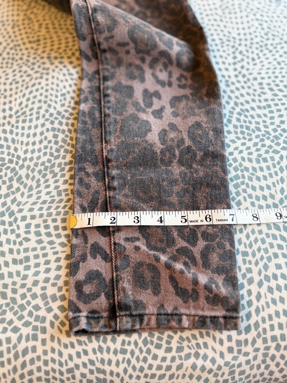 Leopard Print Women's High-Rise Straight Leg Jeans - Picture 8 of 10